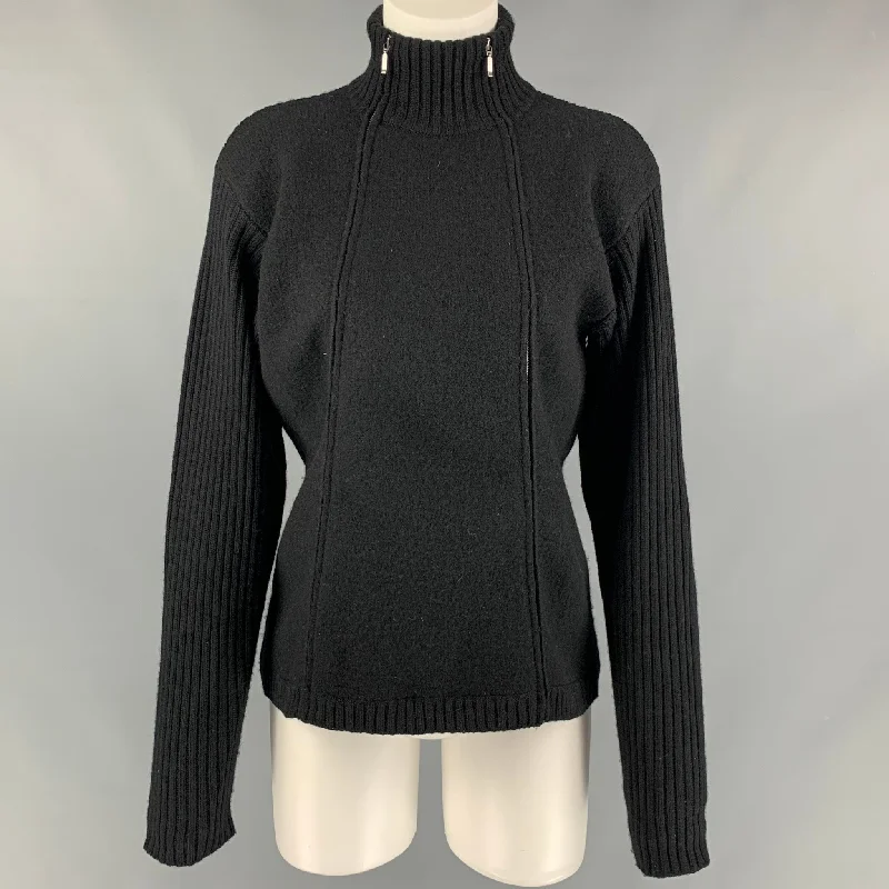 PPFM Size M Black Cardigan - Womens Open Front Closed Front Wrap Front