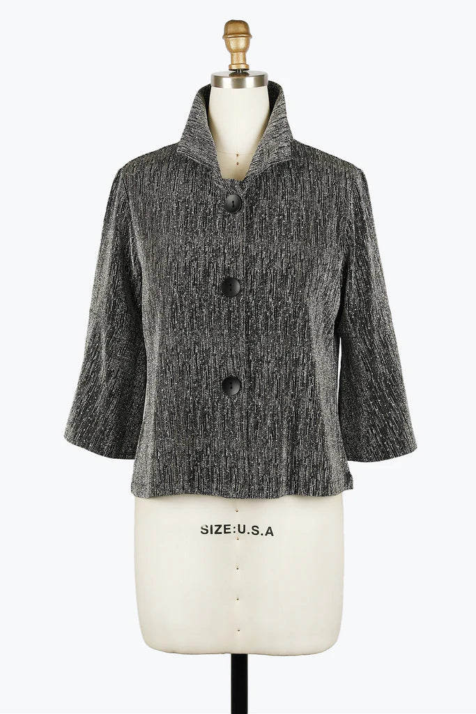 Damee 4952-SLV S25 Metallic Cropped Jacket Corduroy Jacket Velvet Jacket Brocade Jacket Damee 4952-SLV S25 Metallic Cropped Jacket Corduroy Jacket Velvet Jacket Brocade Jacket