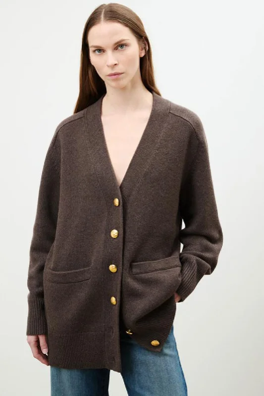 Jaycee Cardigan - Caffe Melange Solid Print Embellished