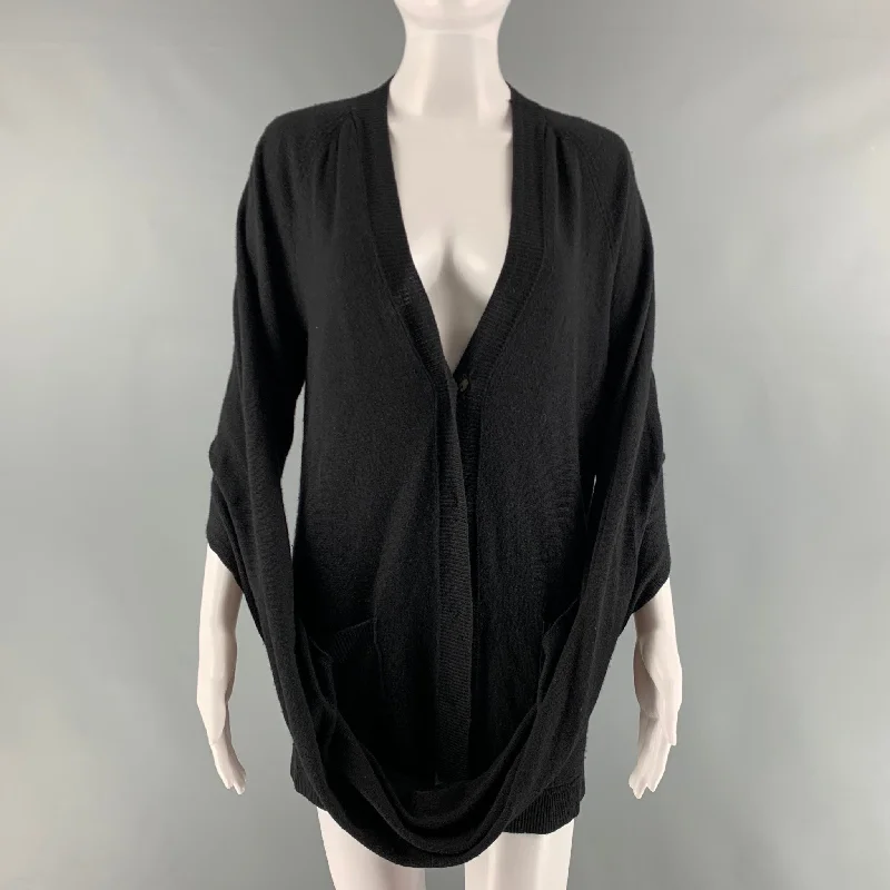 MARTIN MARGIELA Size S Black Wool Blend V-Neck Cardigan - Womens Layered Multi-layer Single Layer MARTIN MARGIELA Size S Black Wool Blend V-Neck Cardigan - Womens Layered Multi-layer Single Layer