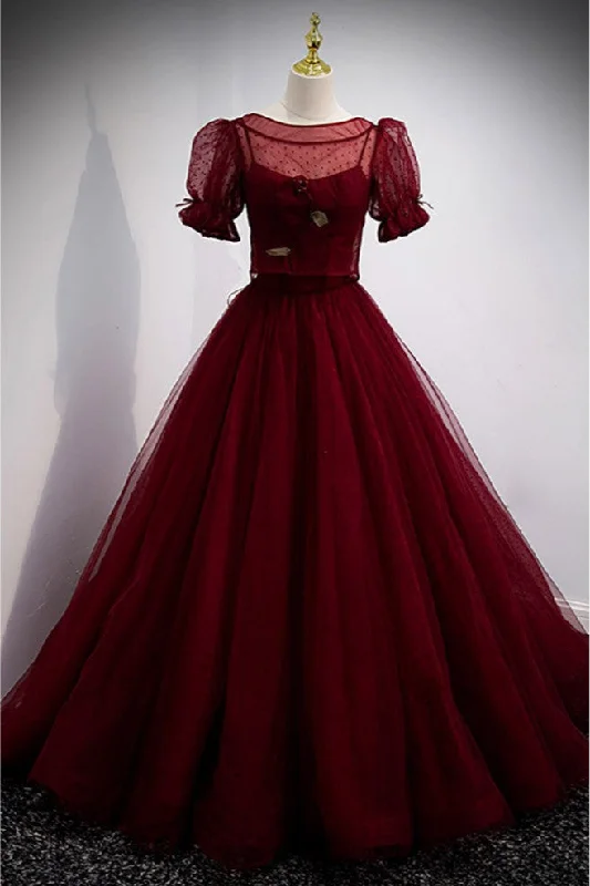 Burgundy Ballgown Long Prom Dress with Removable Jacket A-Line Jacket Boat Neck Shawl Collar Burgundy Ballgown Long Prom Dress with Removable Jacket A-Line Jacket Boat Neck Shawl Collar