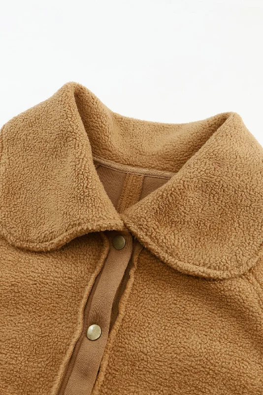 Button-Front Fleece Jacket V-Neck Jacket Boat Neck Jacket Square Neck Jacket