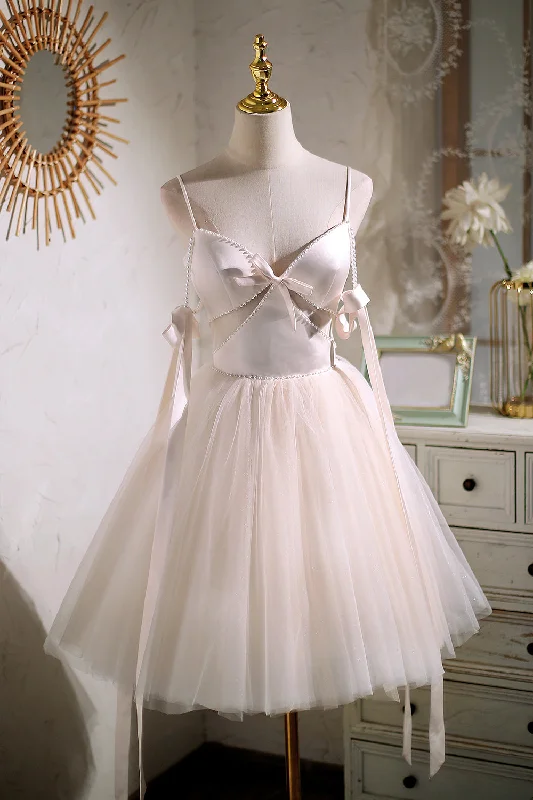 Spaghetti Straps Prom Dress Tulle Homecoming Dress