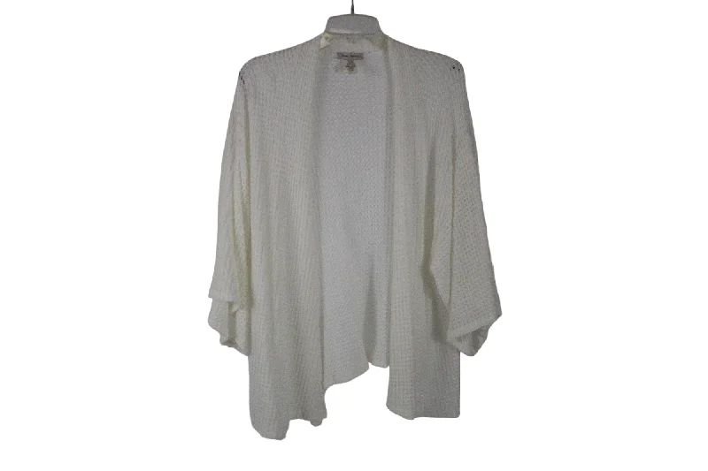 Dawn Ramu White Knit Cardigan | XL Lace Blend Ribbed Blend Corduroy Blend
