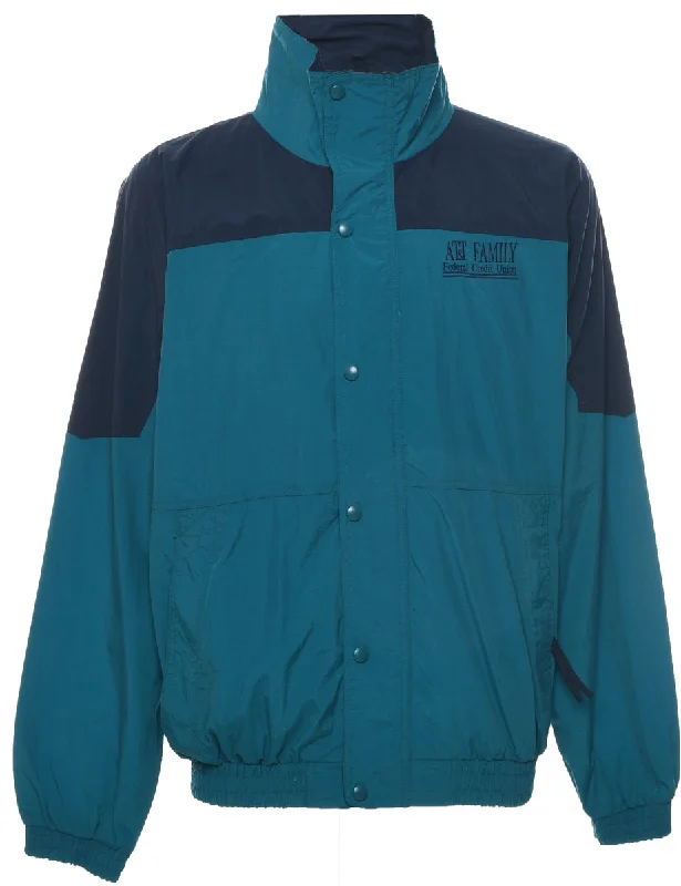 Two Tone Nylon Jacket - L Front Pockets Side Pockets Patch Pockets