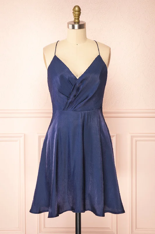 Creirwy | Short A-Line Satin Dress