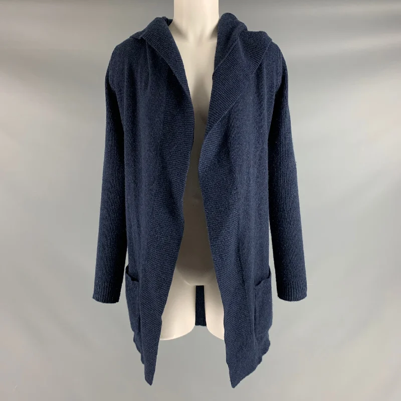THEORY Size S Navy Hooded Cardigan Wool Cardigan Cotton Cardigan Cashmere Cardigan