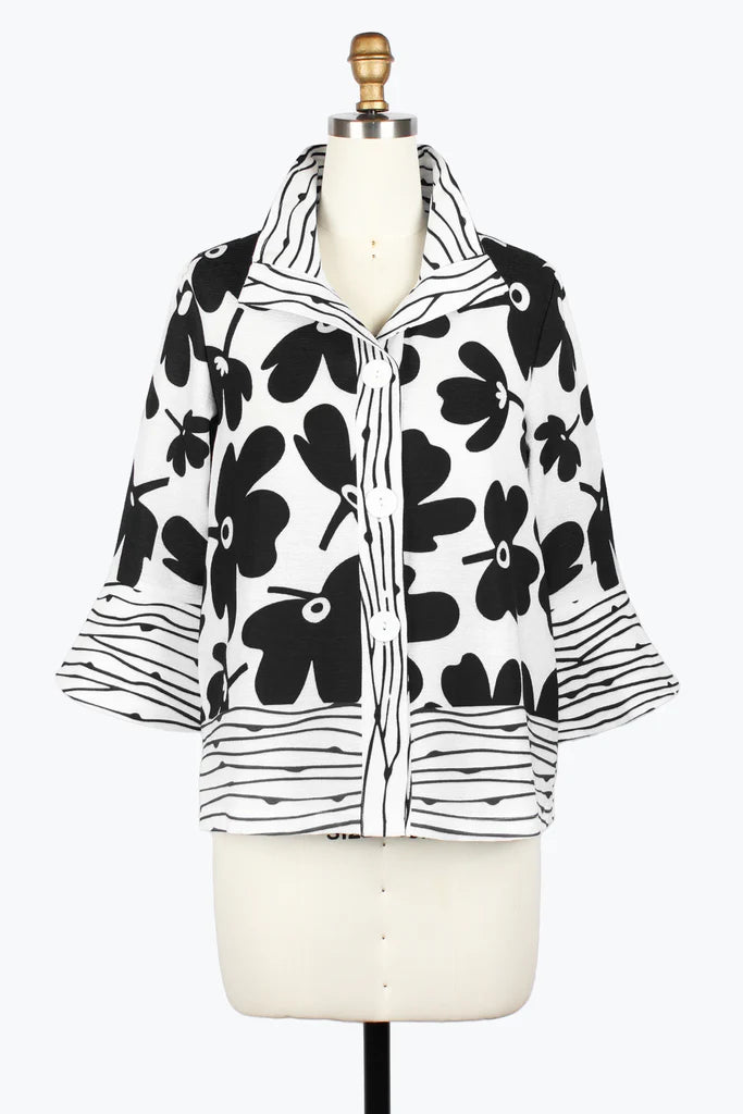 Damee 4961-BLK 7 BLU S25 Flowers & Stripes Jacket Wool Jacket Cashmere Jacket Tweed Jacket Damee 4961-BLK 7 BLU S25 Flowers & Stripes Jacket Wool Jacket Cashmere Jacket Tweed Jacket