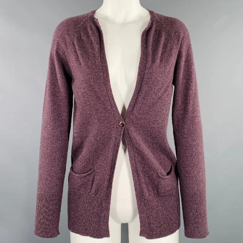 BP STUDIO Size M Heather Purple Cashmere Knit Single Button Cardigan Velvet Chenille Corduroy