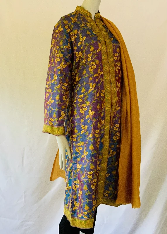 Hand Embroidered Long Jacket -  Rainbow Corduroy Jacket Velvet Jacket Brocade Jacket