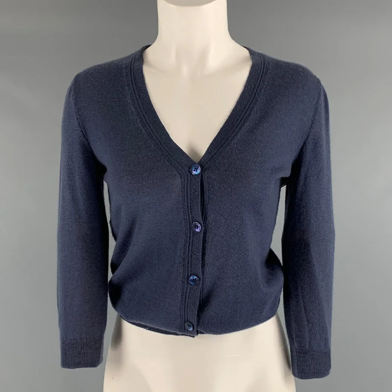 MARNI Size 2 Blue Cashmere 3/4 Sleeves Cardigan Satin Fabric Silk Fabric Chiffon Fabric MARNI Size 2 Blue Cashmere 3/4 Sleeves Cardigan Satin Fabric Silk Fabric Chiffon Fabric