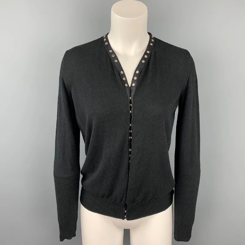 MAISON MARTIN MARGIELA Size S Black Cotton / Modal Cardigan Cable Knit Ribbed Knit Lace Knit MAISON MARTIN MARGIELA Size S Black Cotton / Modal Cardigan Cable Knit Ribbed Knit Lace Knit