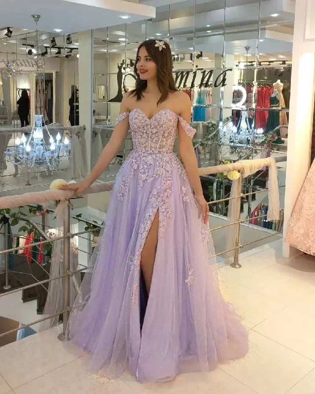 Beautiful Lavender Sweetheart 3d Flower Evening Dresses Sweetheart Side Slit Formal Party Grown Rode De Morrie Beautiful Lavender Sweetheart 3d Flower Evening Dresses Sweetheart Side Slit Formal Party Grown Rode De Morrie