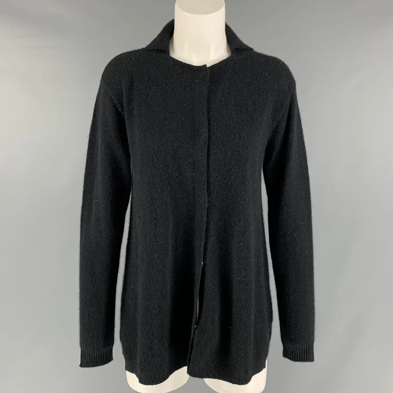 JARBO Size S Black Wool Blend Solid Hidden Snaps Cardigan Casual Formal Business
