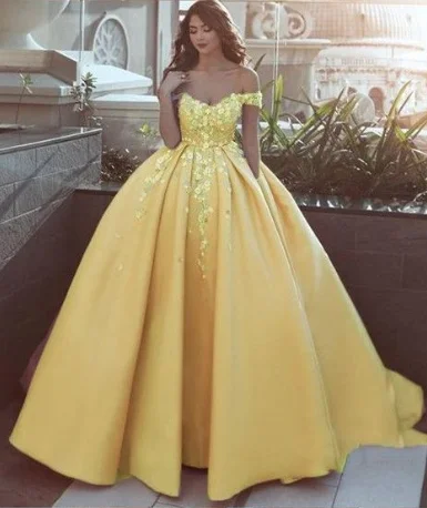 Elegant beautiful off the shoulder flower Ball Gown Prom Dress Appliques Lace Satin Prom Gowns cg843 Elegant beautiful off the shoulder flower Ball Gown Prom Dress Appliques Lace Satin Prom Gowns cg843