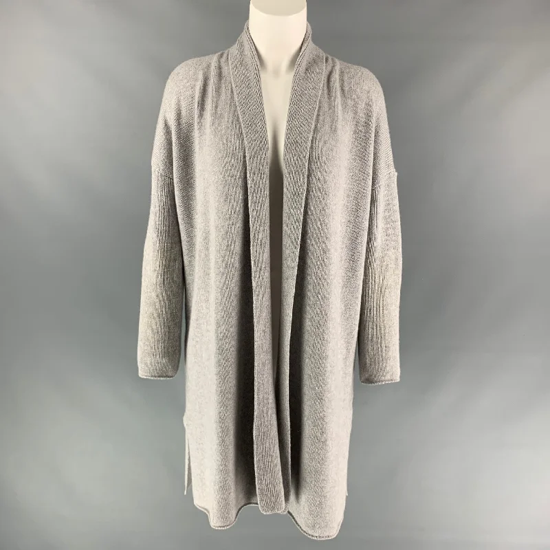 AMINA RUBINACCI Size 4 Light Gray Cashmere Oversized Cardigan Sequined Glittery Shiny AMINA RUBINACCI Size 4 Light Gray Cashmere Oversized Cardigan Sequined Glittery Shiny