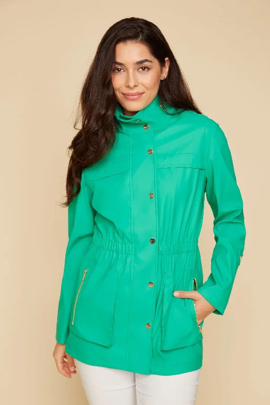 Renuar Water-Resistant Outdoor Jacket R3859L-E2183-80758 Jade Zippered Front Buttoned Front Snap Front Renuar Water-Resistant Outdoor Jacket R3859L-E2183-80758 Jade Zippered Front Buttoned Front Snap Front