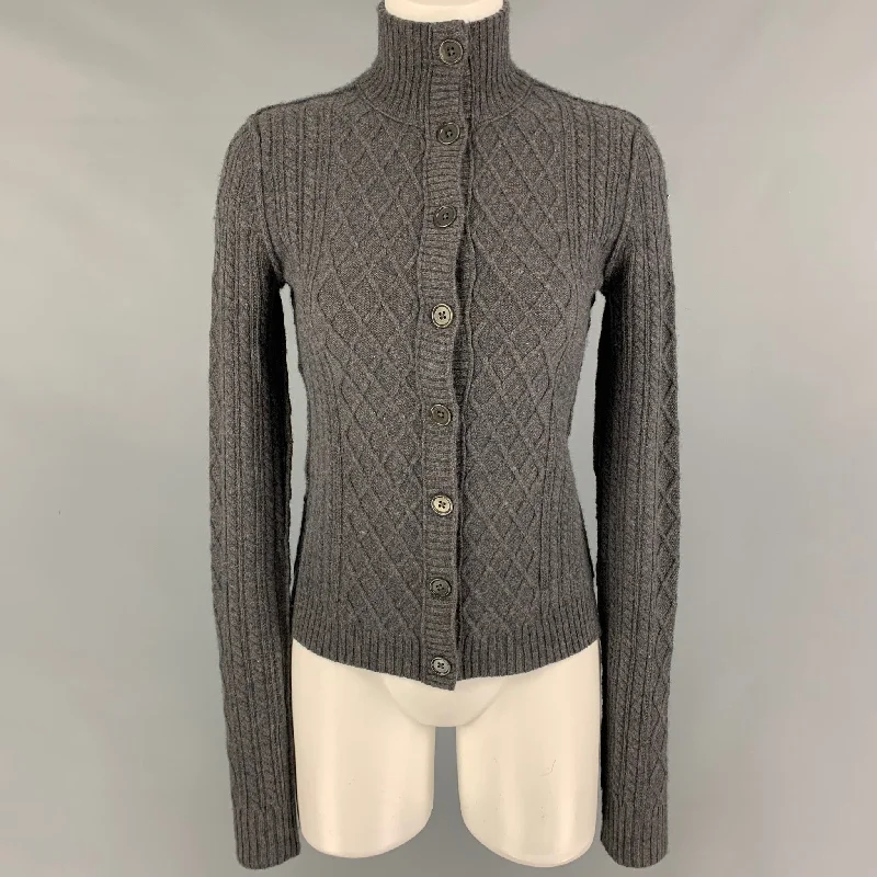 INHABIT Size S Grey Cashmere Blend Long Sleeve Cardigan Mesh Cardigan Canvas Denim