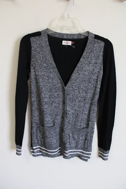 SO Gray Black Cardigan | XS Seamless Knitted Crochet