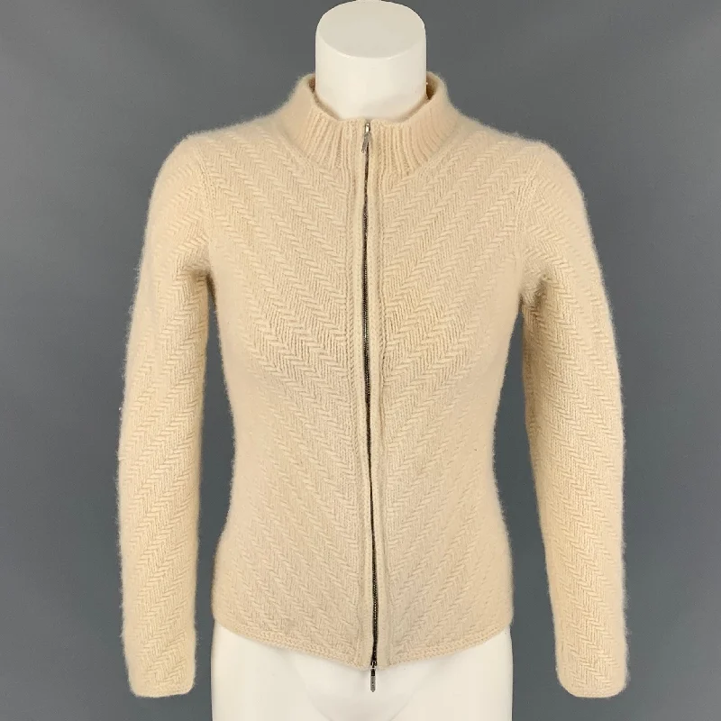 TSE Size XS Cream Knitted Cashmere Cardigan Stretchy Elastic Breathable