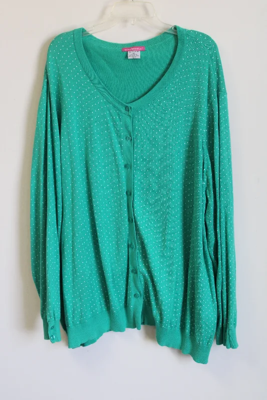 Woman Within Green Polka Dot Cardigan | 5X Modern Contemporary chic