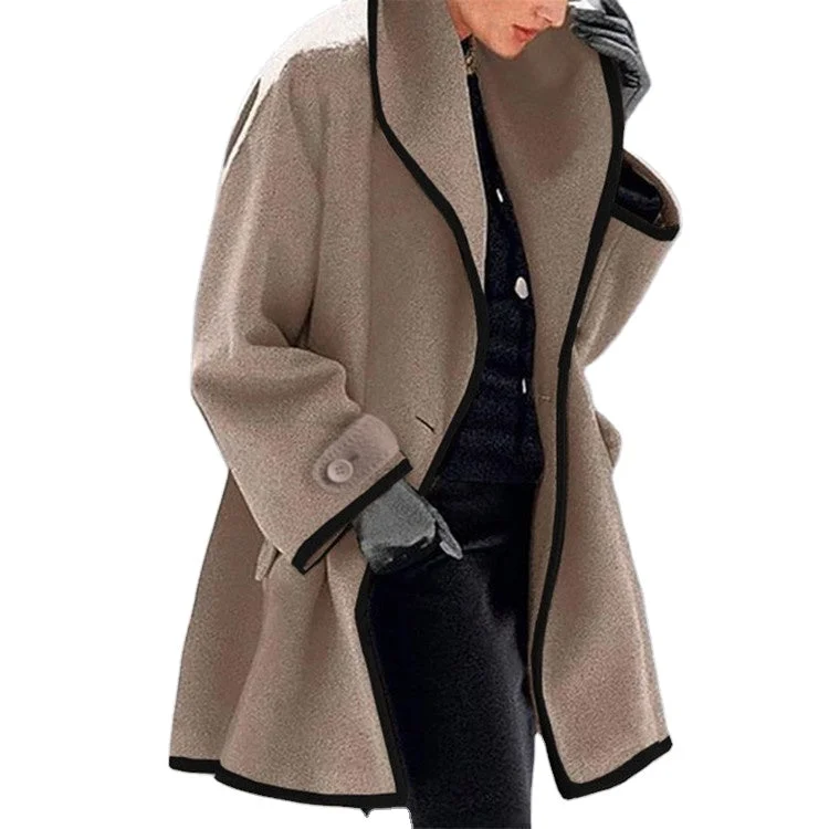 Wholesale Female Fashion Multicolor Round Neck Loose Women's Trench Coat Plus Size Jackets Wool Windbreaker Jackets Appliqued Jacket Beaded Jacket Sequined Jacket Wholesale Female Fashion Multicolor Round Neck Loose Women's Trench Coat Plus Size Jackets Wool Windbreaker Jackets Appliqued Jacket Beaded Jacket Sequined Jacket