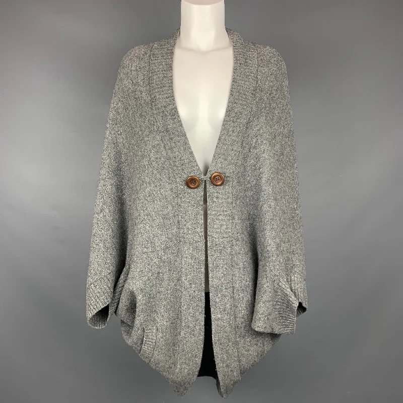 SEE By Chloe One Size Grey Knitted Circle Cardigan Zippered Front Buttoned Front Snap Front