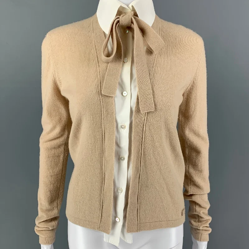 CHANEL Size 6 Beige Cream Cashmere Cardigan Machine Wash Dry Clean Hand Wash