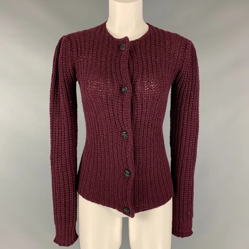RALPH LAUREN Size S Burgundy Cashmere Cardigan Hooded Caped Shawl Collar