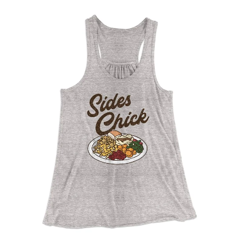 Sides Chick Funny Thanksgiving Women's Flowey Tank Top turquoise tank top