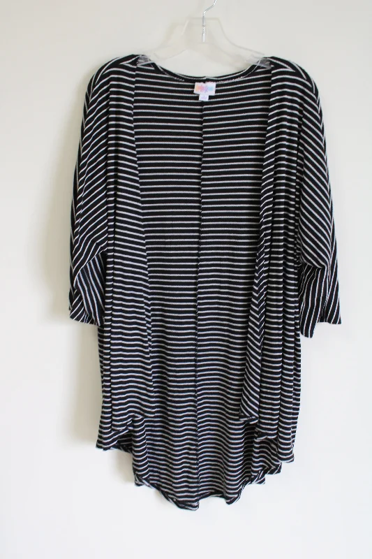 LuLaRoe Black White Rib Cardigan | S Polka Dot Checkered Tartan