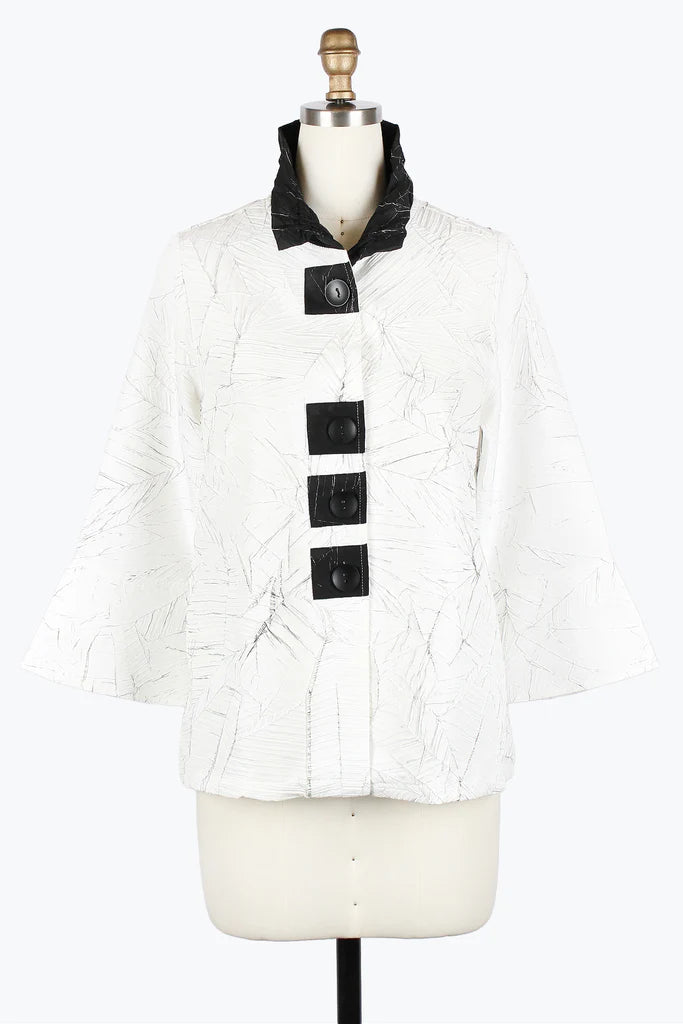 Damee 4951-WHT S25 Seamless Crinkled Button Patch Jacket Embroidered Jacket Appliqued Jacket Beaded Jacket Damee 4951-WHT S25 Seamless Crinkled Button Patch Jacket Embroidered Jacket Appliqued Jacket Beaded Jacket