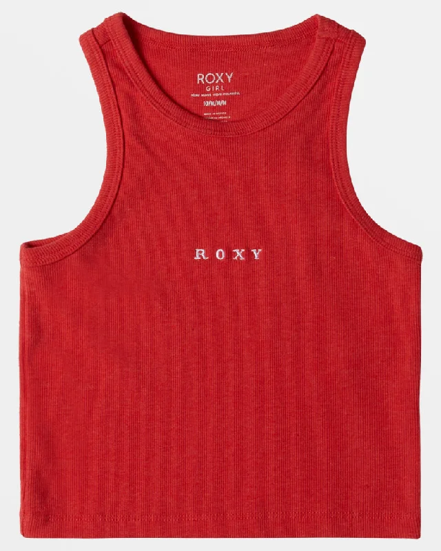 Roxify Ribbed Tank Top Hibiscus bright tank top