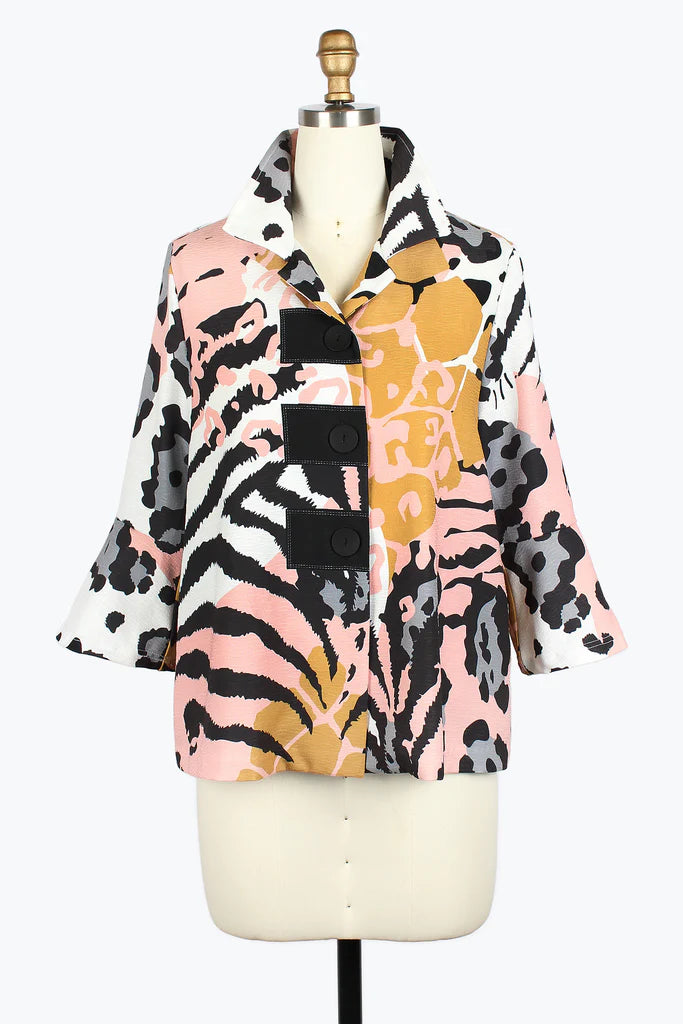 Damee 4960-NPNK S25 Animal Print Button Patch Jacket Hoodie Zip-Up Jacket Button-Up Jacket Damee 4960-NPNK S25 Animal Print Button Patch Jacket Hoodie Zip-Up Jacket Button-Up Jacket