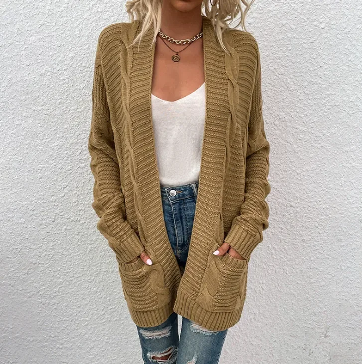 Autumn And Winter Women Fashion Sweater Knitted Cardigan Jacket Satin Blend Silk Blend Wool Blend Autumn And Winter Women Fashion Sweater Knitted Cardigan Jacket Satin Blend Silk Blend Wool Blend