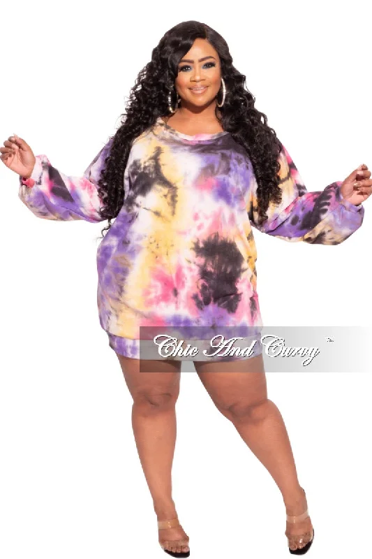 Final Sale Plus Size Jogger Dress in Tie Dye