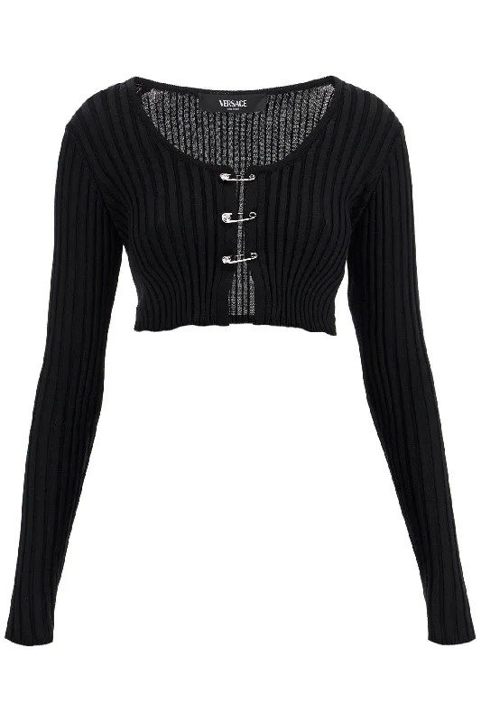 Cropped Safety Pin Cardigan Stretchy Elastic Breathable