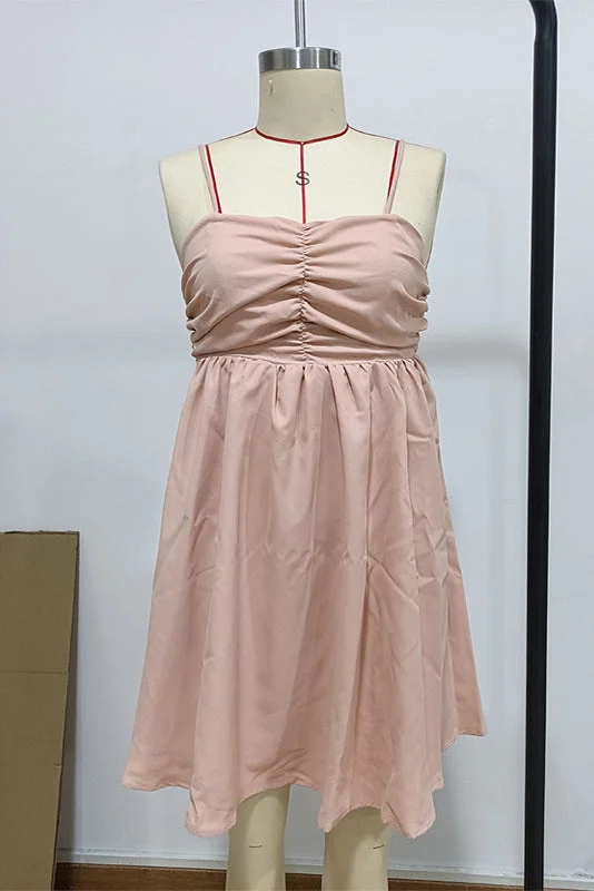 Spaghetti Straps Sleeveless Pleats Mini Homecoming Dresses Prom Dresses