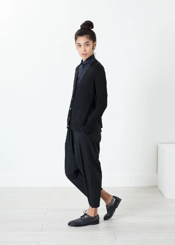 Square Cardigan in Black Open Front Closed Front Wrap Front