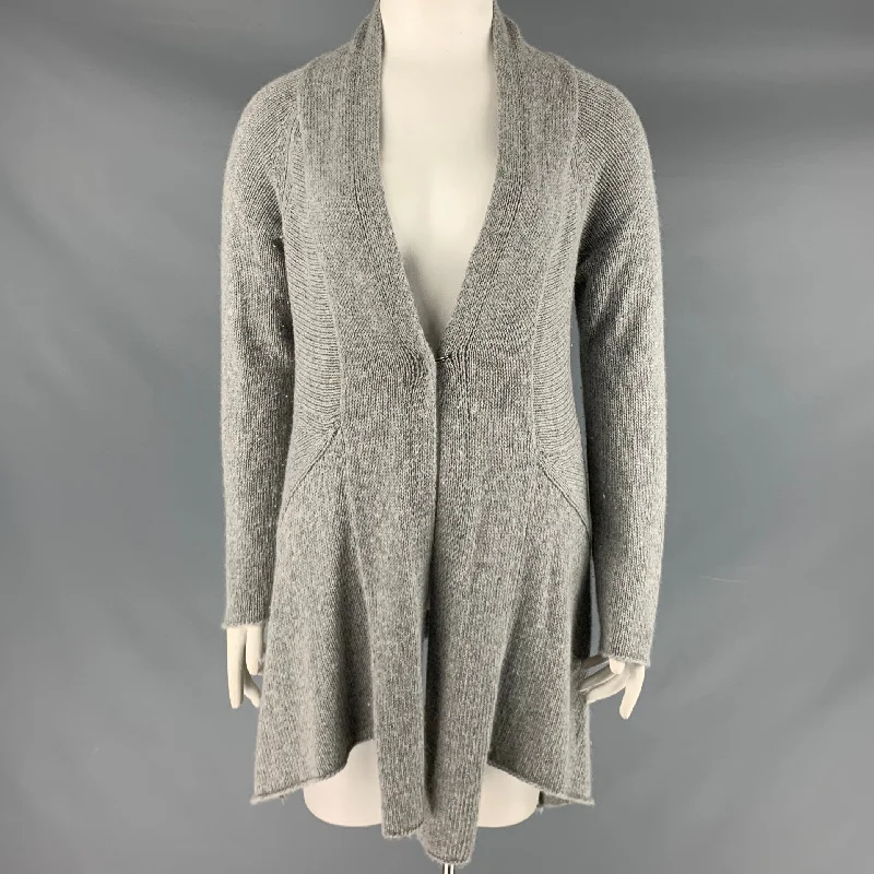 PEACHOO+KREJBERG Size L Grey Wool Knit Asymmetrical Cardigan Mesh Fabric Canvas Fabric Denim Fabric PEACHOO+KREJBERG Size L Grey Wool Knit Asymmetrical Cardigan Mesh Fabric Canvas Fabric Denim Fabric