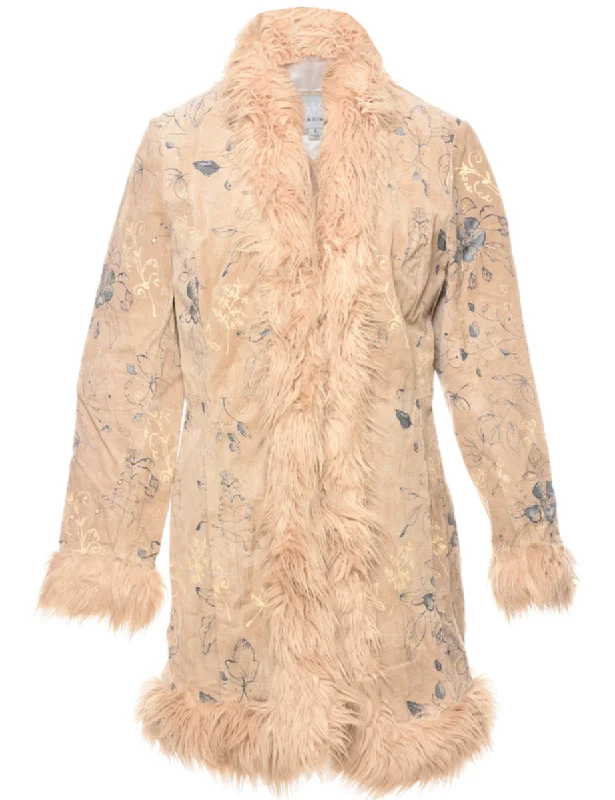 Wilson Faux Fur Trim Suede Jacket - L Nylon Jacket Polyester Jacket Spandex Jacket