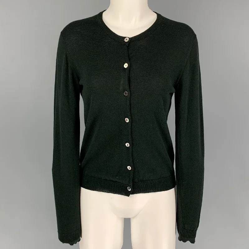 MARTIN MARGIELA Size M Black Cotton Cardigan Notch Collar Peter Pan Collar Cowl Neck MARTIN MARGIELA Size M Black Cotton Cardigan Notch Collar Peter Pan Collar Cowl Neck