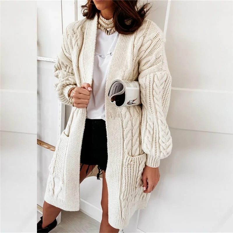 Women Fashion Winter Long Sleeve Side Slit Braid-Knitted Cardigan Winter Coat Velvet Chenille Corduroy Women Fashion Winter Long Sleeve Side Slit Braid-Knitted Cardigan Winter Coat Velvet Chenille Corduroy