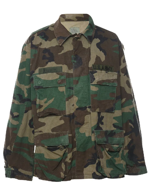 Woodland Camouflage Print U.S Military Jacket - L Chenille Jacket Brocade Jacket Lace Jacket Woodland Camouflage Print U.S Military Jacket - L Chenille Jacket Brocade Jacket Lace Jacket