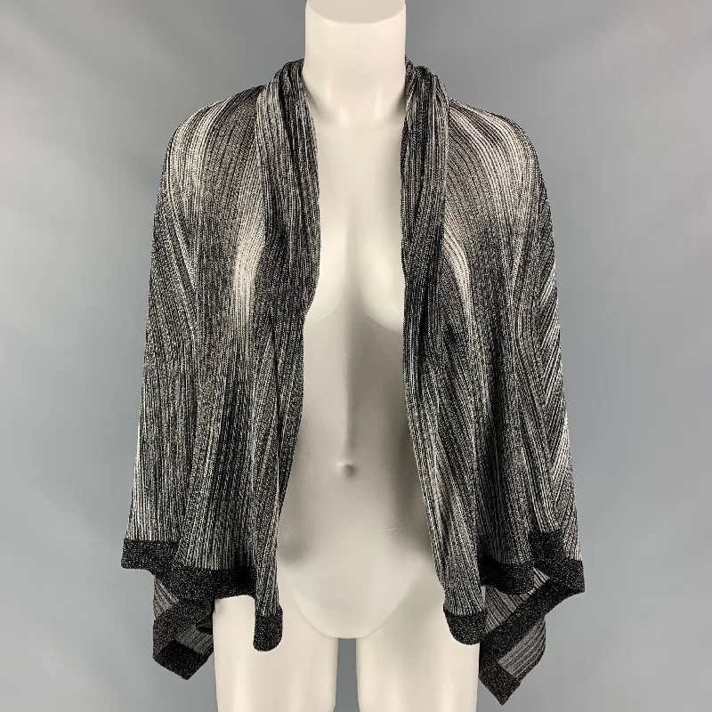 MISSONI Size One Size Silver & Black Knitted Viscose Blend Cardigan Elegant Classic Vintage MISSONI Size One Size Silver & Black Knitted Viscose Blend Cardigan Elegant Classic Vintage