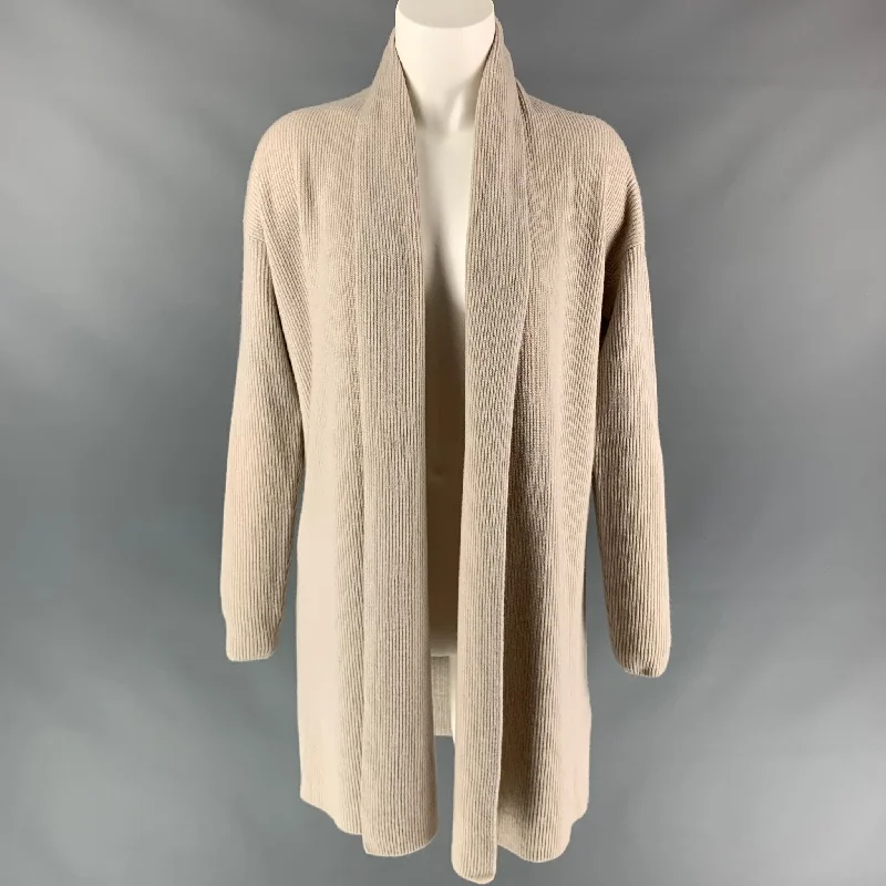 FALCONERI Size S Oatmeal Ribebd Cashmere Shawl Collar Cardigan Cashmere Blend Cotton Blend Poly Blend FALCONERI Size S Oatmeal Ribebd Cashmere Shawl Collar Cardigan Cashmere Blend Cotton Blend Poly Blend