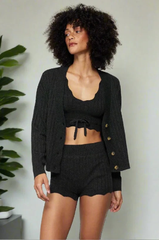 Spiritual Gangster Hudson Pointelle Cardigan Embroidered Appliqued Beaded