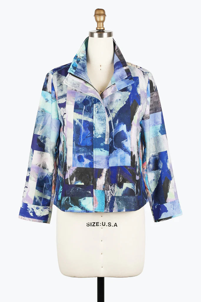 Damee 4954-MLT S25 Abstract Painting Biker Jacket Mesh Jacket Canvas Jacket Denim Jacket Damee 4954-MLT S25 Abstract Painting Biker Jacket Mesh Jacket Canvas Jacket Denim Jacket