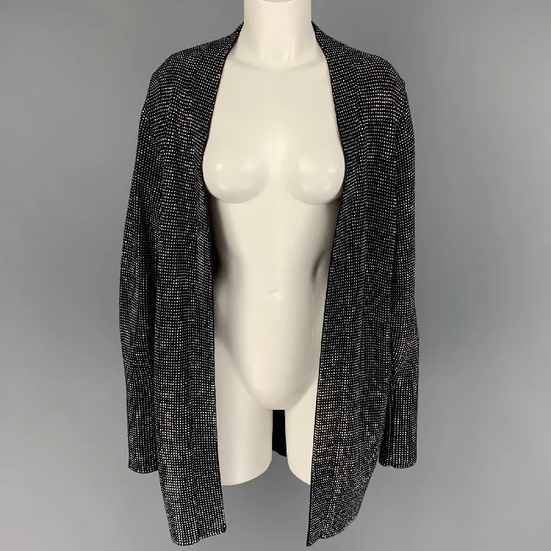 R t A Size S Black Silver Cotton Studded Open Front Cardigan Rayon Fabric Velvet Fabric Corduroy Fabric R t A Size S Black Silver Cotton Studded Open Front Cardigan Rayon Fabric Velvet Fabric Corduroy Fabric