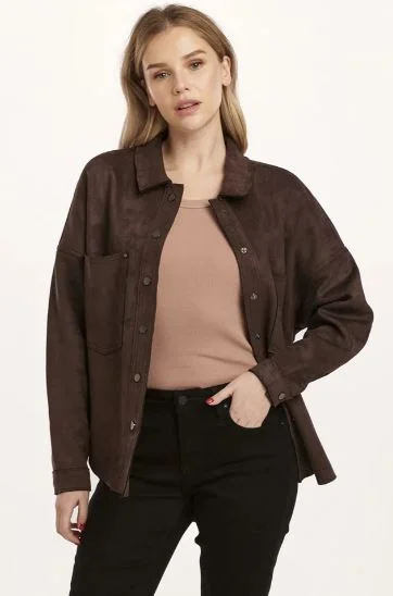 Dear John Gina Suede Shirt Jacket Ground Coffee Faux Fur Jacket Real Fur Jacket Shearling Jacket Dear John Gina Suede Shirt Jacket Ground Coffee Faux Fur Jacket Real Fur Jacket Shearling Jacket